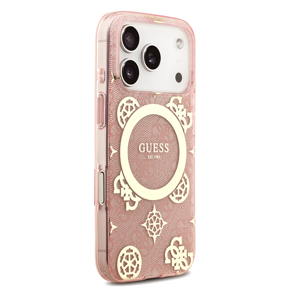 Apple iPhone 18 Pro Max Kılıf Guess Orjinal Lisanslı M-safe Şarj Özellikli IML Peony ve 4G Desenli Klasik Logolu Kapak - 3