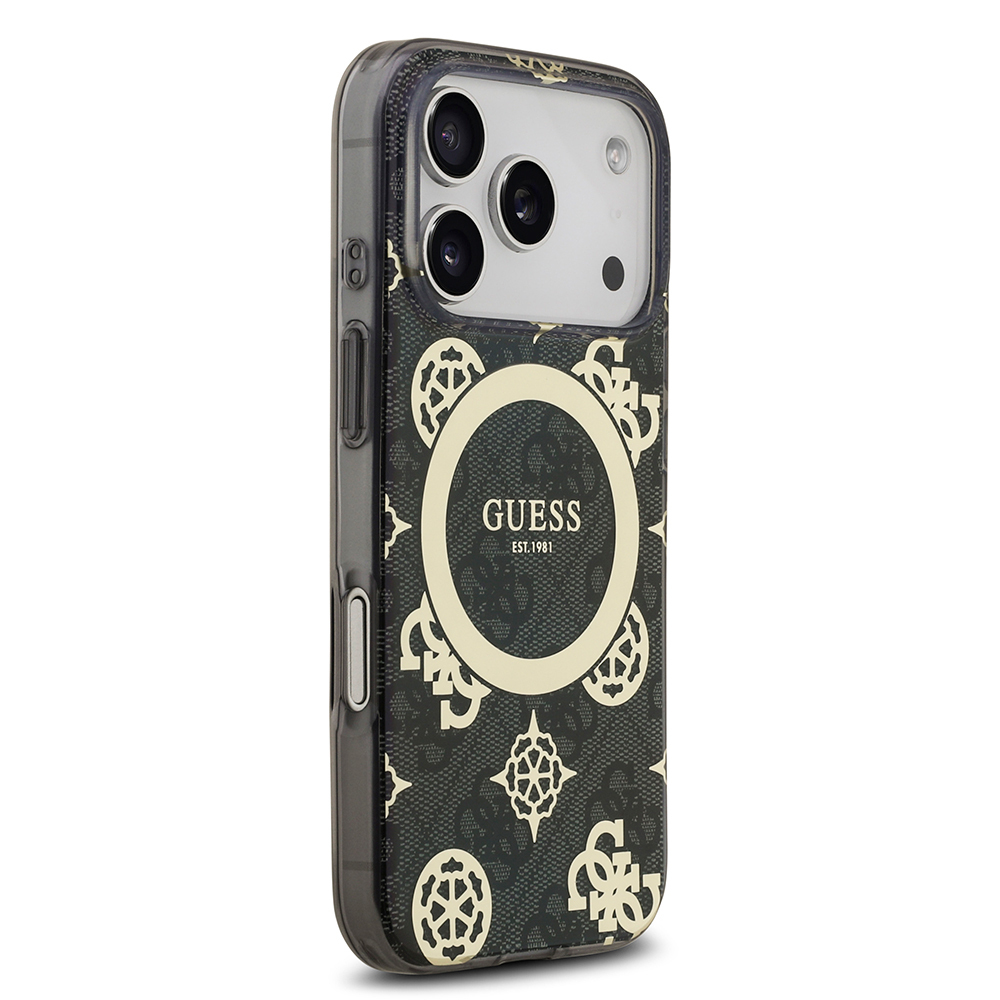 Apple iPhone 18 Pro Max Kılıf Guess Orjinal Lisanslı M-safe Şarj Özellikli IML Peony ve 4G Desenli Klasik Logolu Kapak - 3