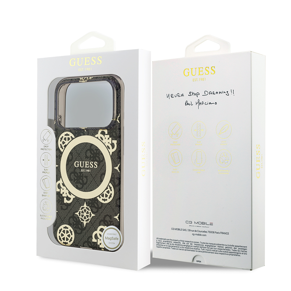 Apple iPhone 18 Pro Max Kılıf Guess Orjinal Lisanslı M-safe Şarj Özellikli IML Peony ve 4G Desenli Klasik Logolu Kapak - 7