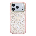 Apple iPhone 18 Pro Max Kılıf Guess Orjinal Lisanslı M-safe Şarj Özellikli Üçgen Logolu Simli Leopar Desenli Kapak - 2