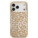 Apple iPhone 18 Pro Max Kılıf Guess Orjinal Lisanslı M-safe Şarj Özellikli Üçgen Logolu Simli Leopar Desenli Kapak - 2