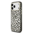 Apple iPhone 18 Pro Max Kılıf Guess Orjinal Lisanslı M-safe Şarj Özellikli Üçgen Logolu Simli Leopar Desenli Kapak - 1