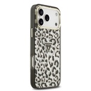 Apple iPhone 18 Pro Max Kılıf Guess Orjinal Lisanslı M-safe Şarj Özellikli Üçgen Logolu Simli Leopar Desenli Kapak - 3