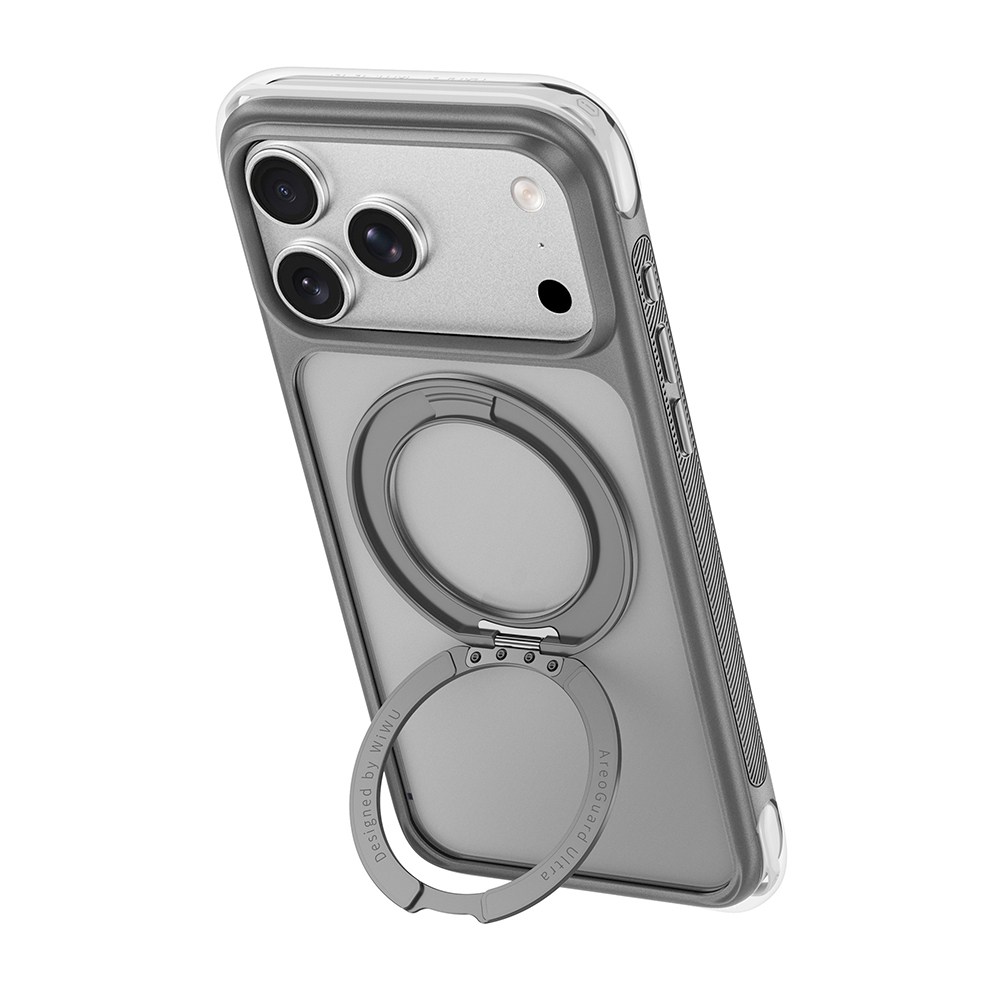 Apple iPhone 17 Pro Uyumlu Kılıf Wiwu AG-203 AeroGuard Ultra Serisi M-safe Şarj Özellikli Airbag Tasarımlı Standlı Kapak - 5