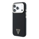 Apple iPhone 18 Pro Kılıf Guess Orjinal Lisanslı M-safe Şarj Özellikli PU Metal Üçgen Logolu Karbon Fiber Kevlar Kapak - 1