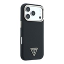 Apple iPhone 18 Pro Kılıf Guess Orjinal Lisanslı M-safe Şarj Özellikli PU Metal Üçgen Logolu Karbon Fiber Kevlar Kapak - 3
