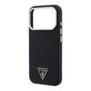 Apple iPhone 18 Pro Kılıf Guess Orjinal Lisanslı M-safe Şarj Özellikli PU Metal Üçgen Logolu Karbon Fiber Kevlar Kapak - 5