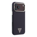 Apple iPhone 18 Pro Kılıf Guess Orjinal Lisanslı M-safe Şarj Özellikli PU Metal Üçgen Logolu Karbon Fiber Kevlar Kapak - 3