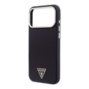 Apple iPhone 18 Pro Kılıf Guess Orjinal Lisanslı M-safe Şarj Özellikli PU Metal Üçgen Logolu Karbon Fiber Kevlar Kapak - 5