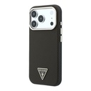 Apple iPhone 18 Pro Kılıf Guess Orjinal Lisanslı M-safe Şarj Özellikli PU Metal Üçgen Logolu Karbon Fiber Kevlar Kapak - 1