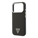 Apple iPhone 18 Pro Kılıf Guess Orjinal Lisanslı M-safe Şarj Özellikli PU Metal Üçgen Logolu Karbon Fiber Kevlar Kapak - 5