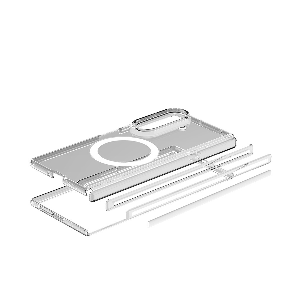 Samsung Galaxy Z Fold 7 Uyumlu Kılıf M-safe Şarj Özellikli Transparan Sert PC Wlons Pita Kapak - 3