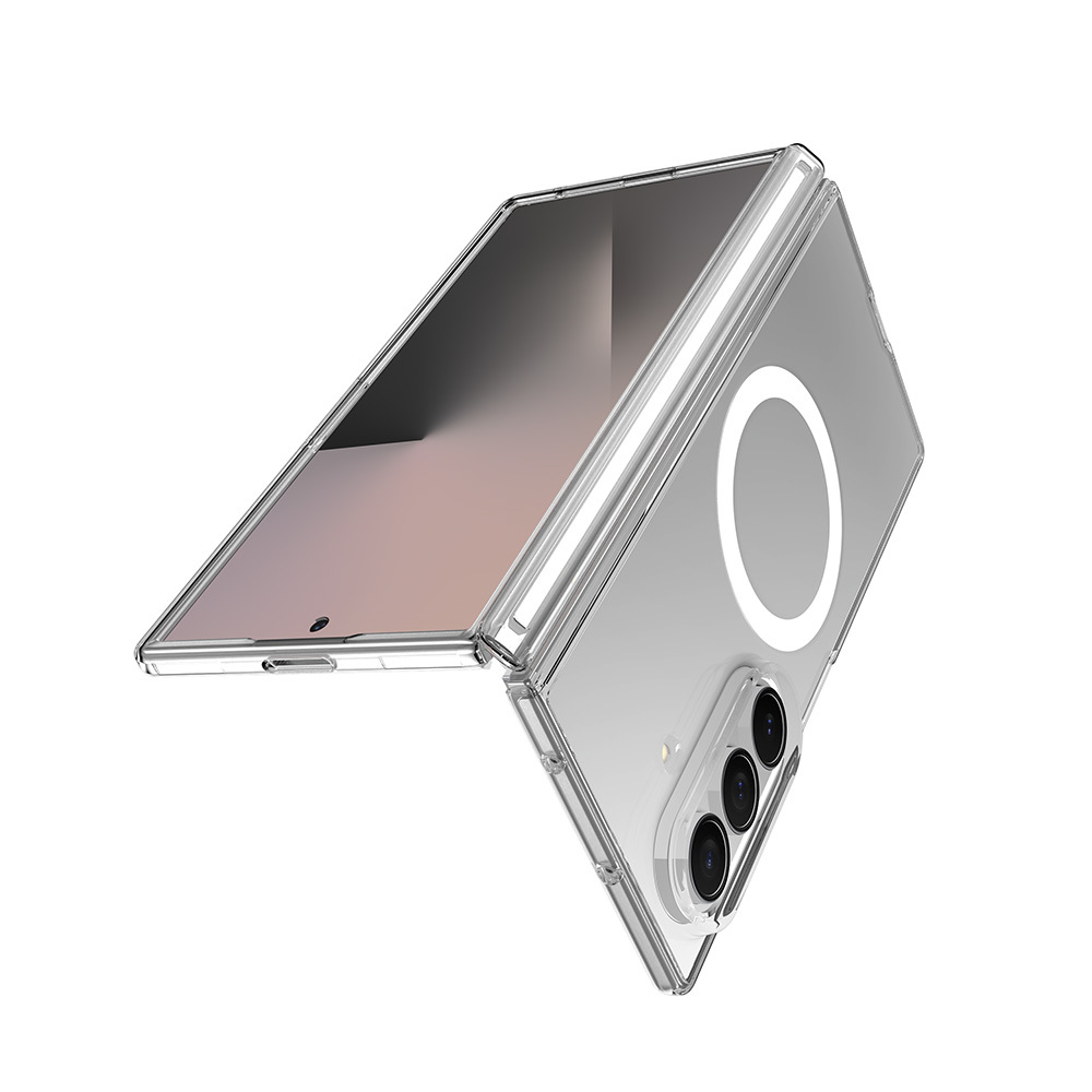 Samsung Galaxy Z Fold 7 Uyumlu Kılıf M-safe Şarj Özellikli Transparan Sert PC Wlons Pita Kapak - 4