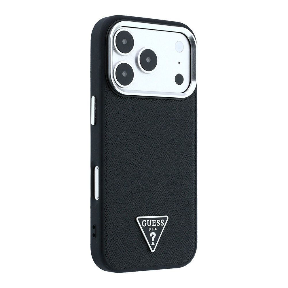 Apple iPhone 18 Pro Max Kılıf Guess Orjinal Lisanslı M-safe Şarj Özellikli Grained Triangle Kapak - 3