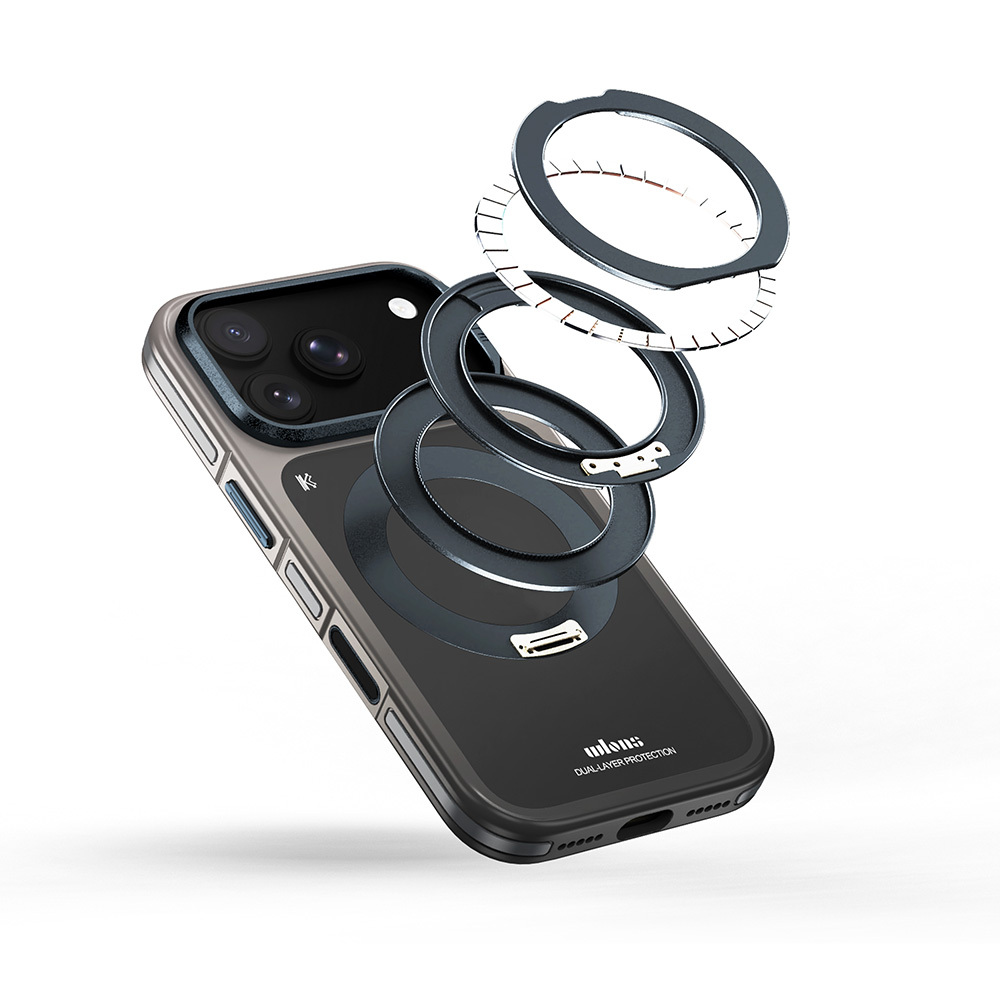 Apple iPhone 17 Pro Uyumlu Kılıf M-safe Şarj Özellikli Sert PC Wlons Arvox Standlı Kapak - 1