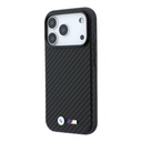 Apple iPhone 18 Pro Max Kılıf BMW Orjinal Lisanslı M-safe Şarj Özellikli Karbon Fiber Tasarımlı ve Metal Logolu PU Deri Kapak - 1