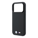 Apple iPhone 18 Pro Max Kılıf BMW Orjinal Lisanslı M-safe Şarj Özellikli Karbon Fiber Tasarımlı ve Metal Logolu PU Deri Kapak - 5