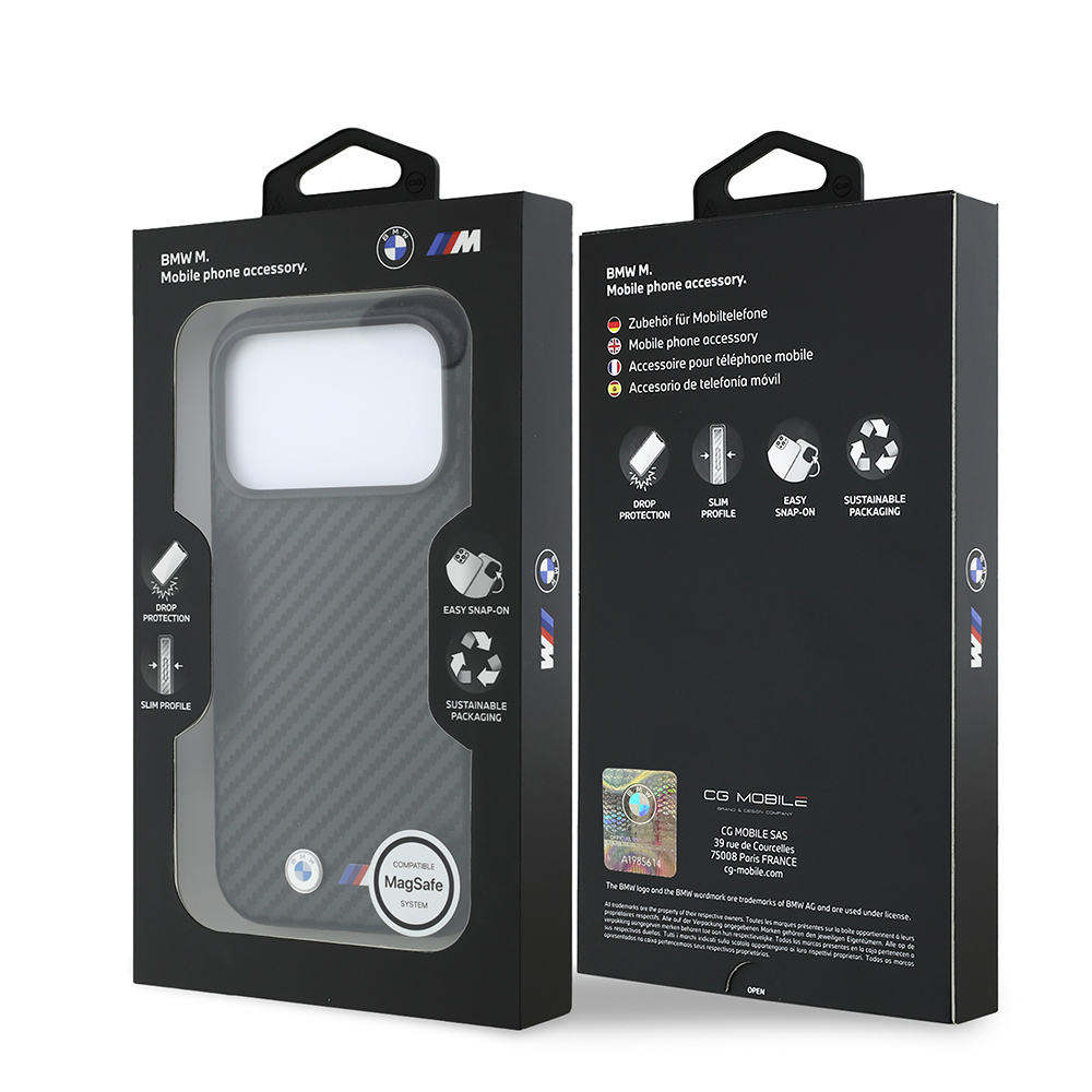 Apple iPhone 18 Pro Max Kılıf BMW Orjinal Lisanslı M-safe Şarj Özellikli Karbon Fiber Tasarımlı ve Metal Logolu PU Deri Kapak - 7