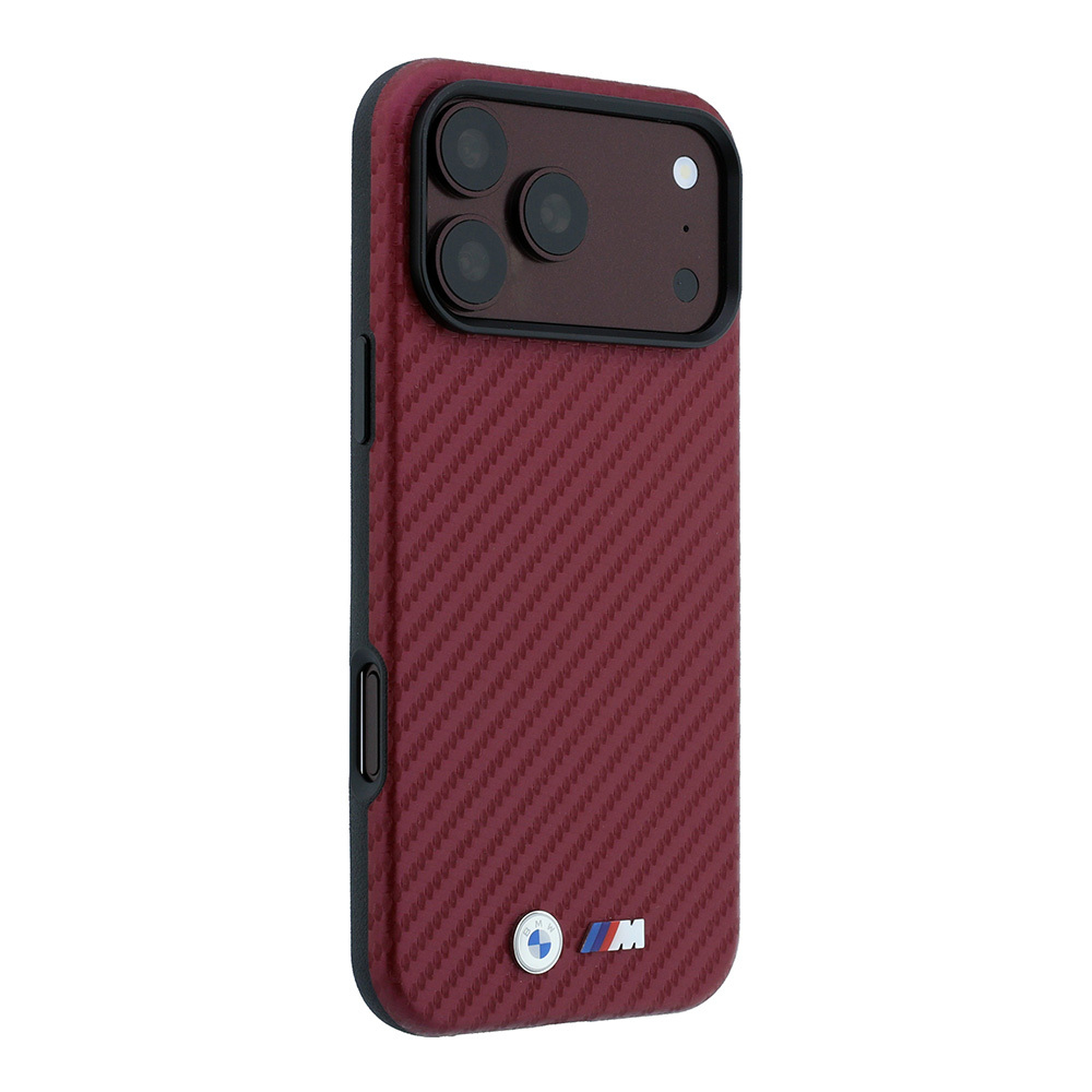 Apple iPhone 18 Pro Max Kılıf BMW Orjinal Lisanslı M-safe Şarj Özellikli Karbon Fiber Tasarımlı ve Metal Logolu PU Deri Kapak - 3