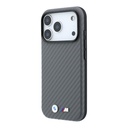 Apple iPhone 18 Pro Max Kılıf BMW Orjinal Lisanslı M-safe Şarj Özellikli Karbon Fiber Tasarımlı ve Metal Logolu PU Deri Kapak - 1