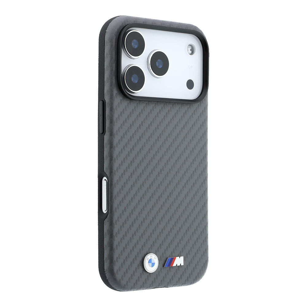 Apple iPhone 18 Pro Max Kılıf BMW Orjinal Lisanslı M-safe Şarj Özellikli Karbon Fiber Tasarımlı ve Metal Logolu PU Deri Kapak - 3