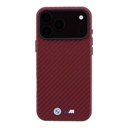 Apple iPhone 18 Pro Kılıf BMW Orjinal Lisanslı M-safe Şarj Özellikli PU Karbon Tasarımlı Metal Logolu Kapak - 2