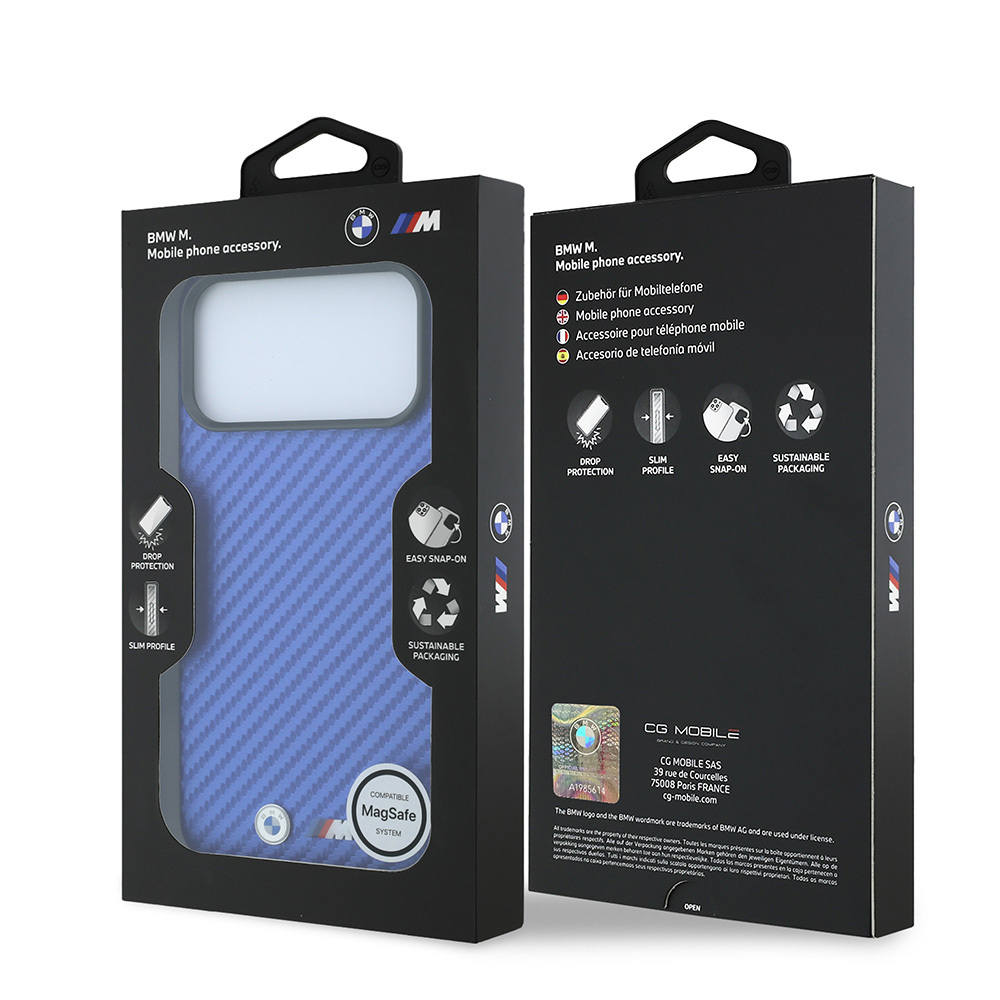 Apple iPhone 18 Pro Kılıf BMW Orjinal Lisanslı M-safe Şarj Özellikli PU Karbon Tasarımlı Metal Logolu Kapak - 7