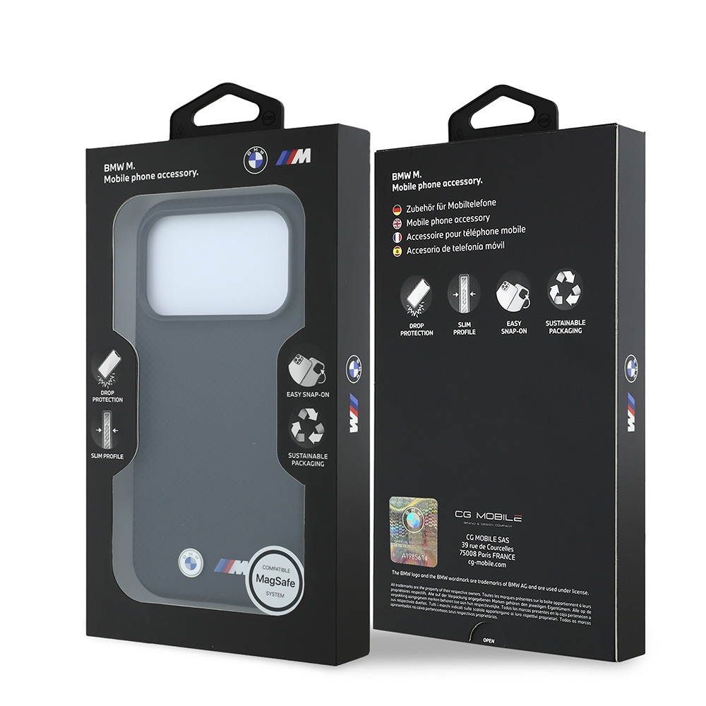 Apple iPhone 18 Pro Max Kılıf BMW Orjinal Lisanslı M-safe Şarj Özellikli Metal Logolu Karbon Fiber Kevlar Kapak - 7