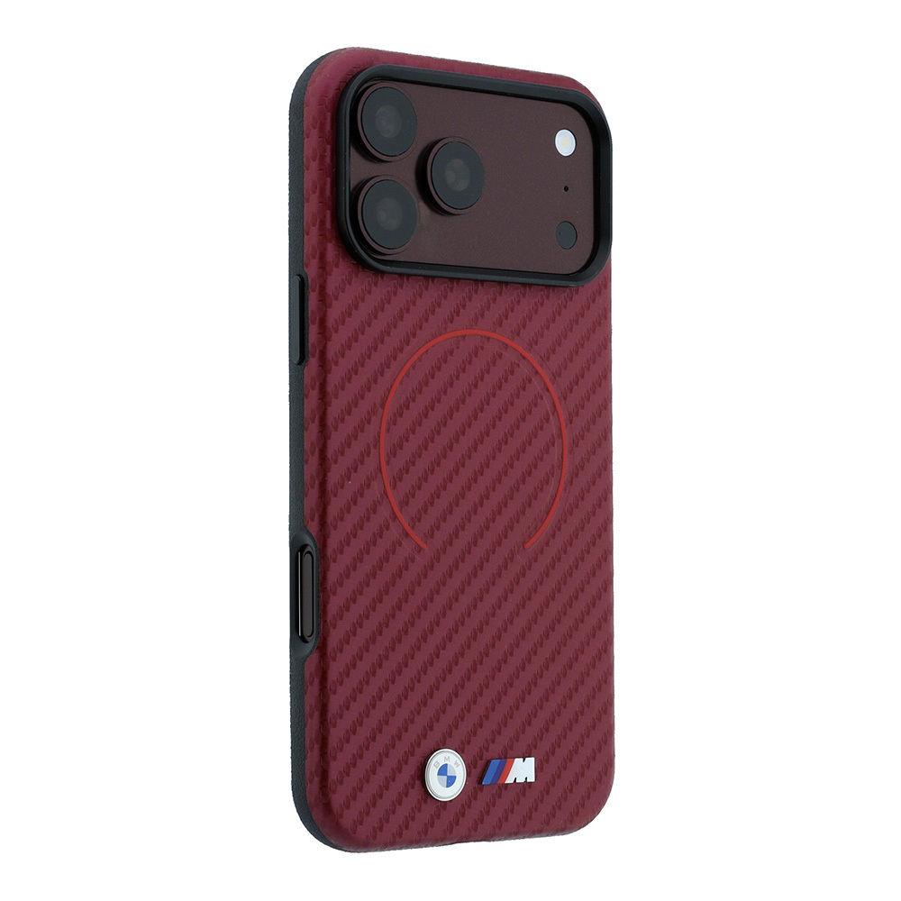 Apple iPhone 18 Pro Max Kılıf BMW Orjinal Lisanslı M-safe Şarj Özellikli PU Metal Logolu Kırmızı Halka Tasarımlı Kapak - 3