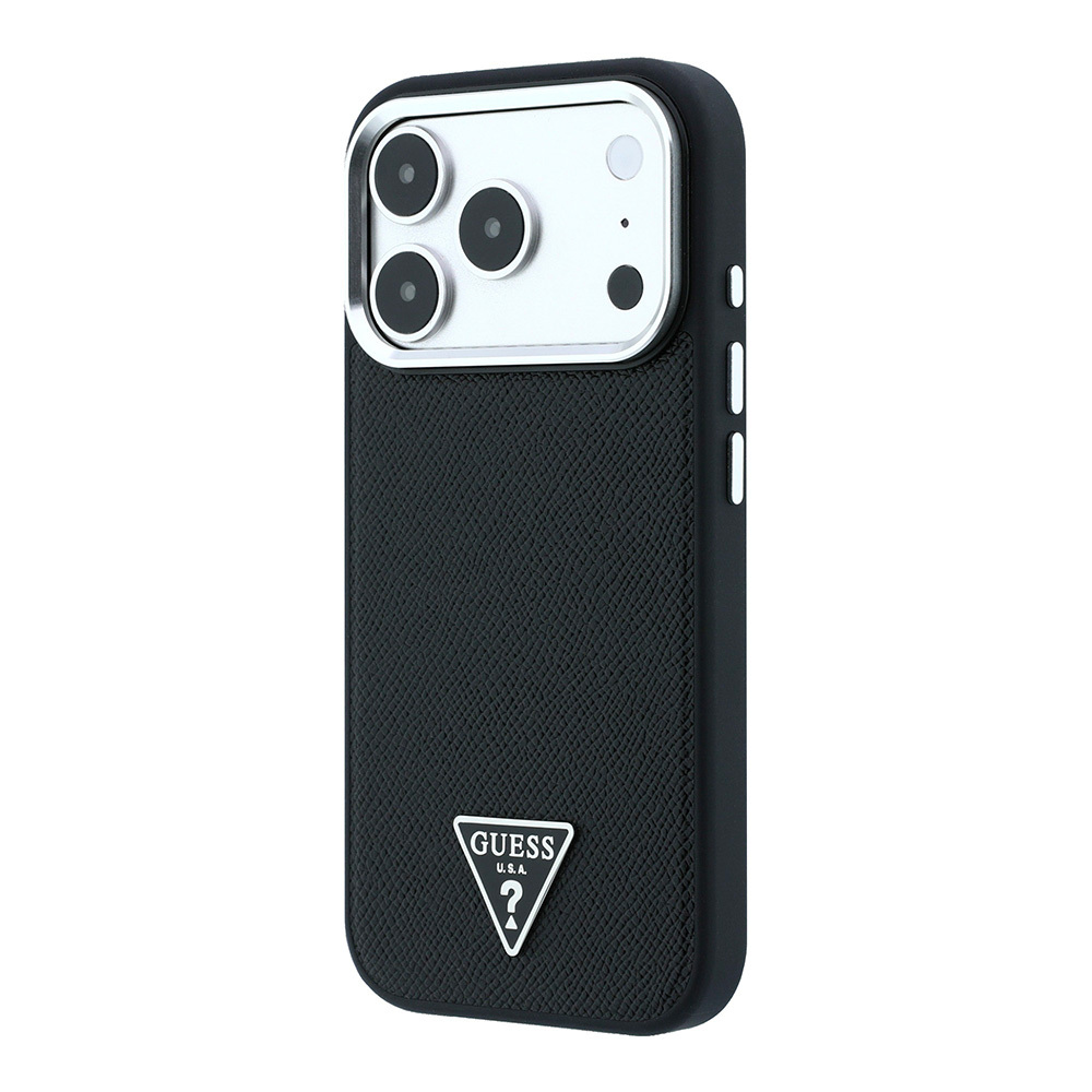 Apple iPhone 18 Pro Kılıf Guess Orjinal Lisanslı M-safe Şarj Özellikli Grained Triangle Kapak - 1