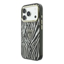 Apple iPhone 18 Pro Kılıf Guess Orjinal Lisanslı M-safe Şarj Özellikli Üçgen Logolu Zebra Desenli Silikon Kapak - 1