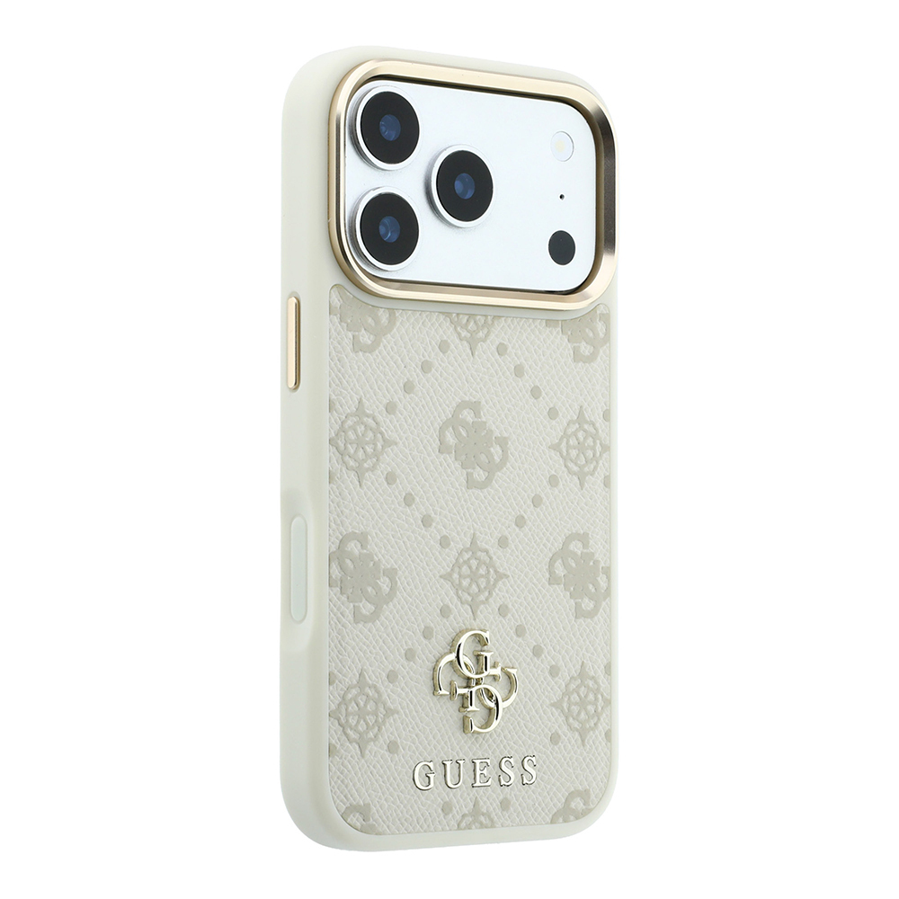 Apple iPhone 18 Pro Kılıf Guess Orjinal Lisanslı M-safe Şarj Özellikli Klasik Yazı ve 4G Logolu PU Deri Peony Kapak - 3