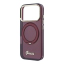 Apple iPhone 18 Pro Max Kılıf Guess Orjinal Lisanslı M-safe Şarj Özellikli 360 Derece Dönebilen Standlı Metal Yazı Logolu Silikon Kapak - 1