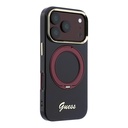 Apple iPhone 18 Pro Max Kılıf Guess Orjinal Lisanslı M-safe Şarj Özellikli 360 Derece Dönebilen Standlı Metal Yazı Logolu Silikon Kapak - 5