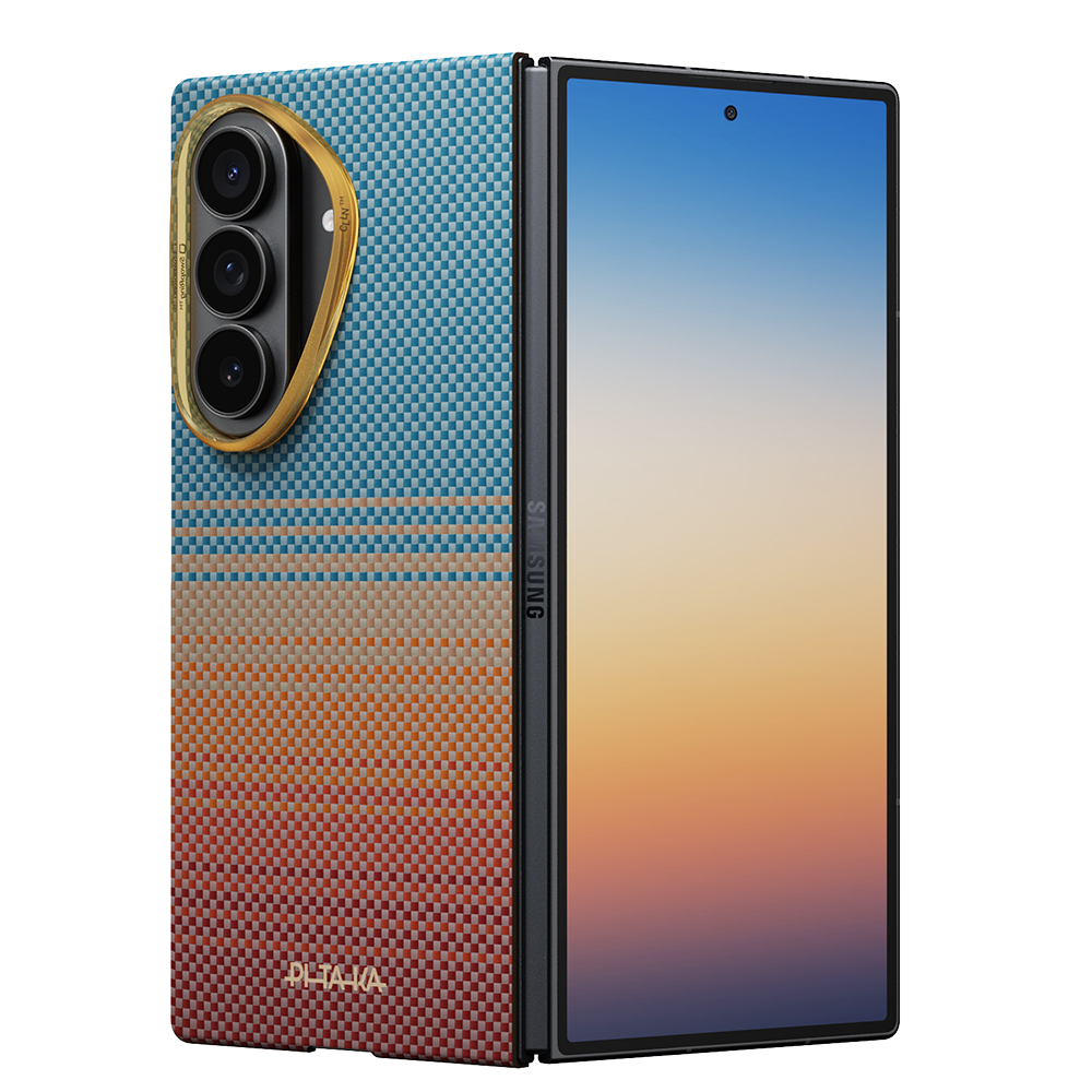 Galaxy Z Fold 8 Ultra Kılıf M-safe Şarj Özellikli Aramid Karbon Fiber Pitaka Sunset 2.0 California Dream Serisi Kapak - 1
