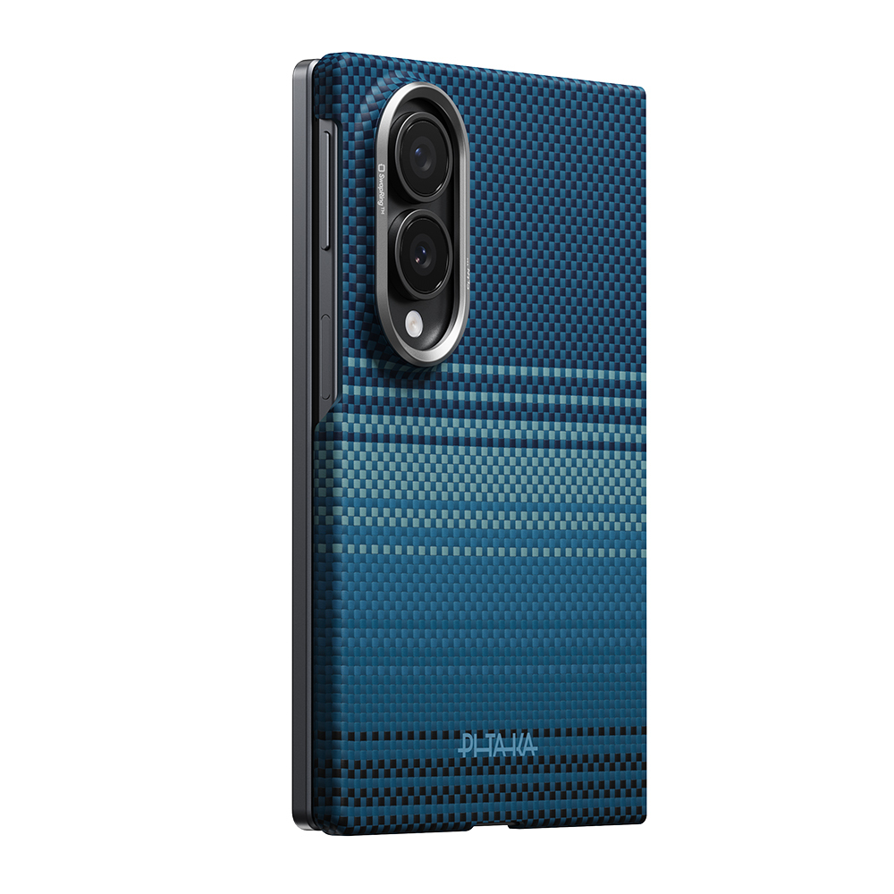 Galaxy Z Fold 8 Kılıf M-safe Şarj Özellikli Aramid Karbon Fiber Pitaka Tactile Woven Sunset-Moonrise Serisi Kapak - 2