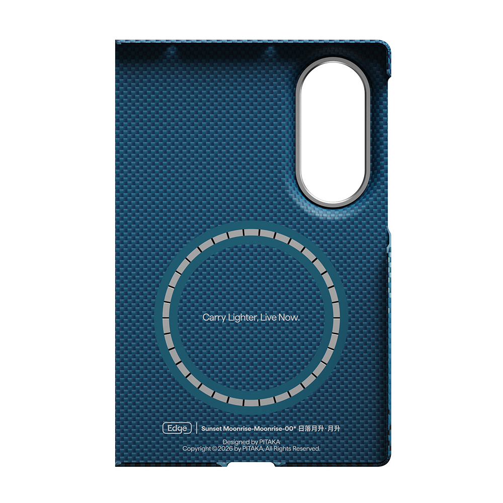 Galaxy Z Fold 8 Kılıf M-safe Şarj Özellikli Aramid Karbon Fiber Pitaka Tactile Woven Sunset-Moonrise Serisi Kapak - 5