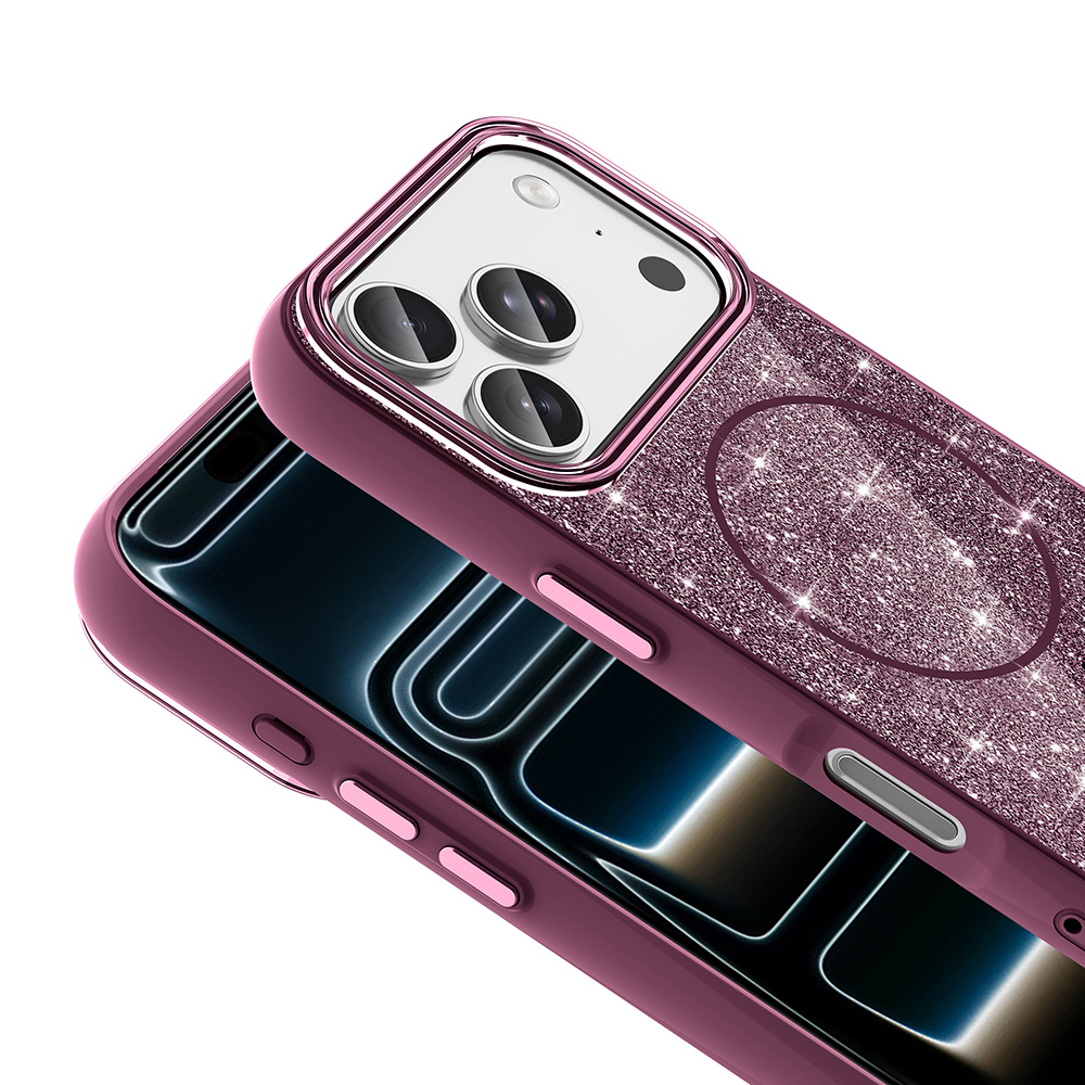 Apple iPhone 17 Pro Max Uyumlu Kılıf M-safe Şarj Özellikli Parlayan Simli Zore Okso Kapak - 2
