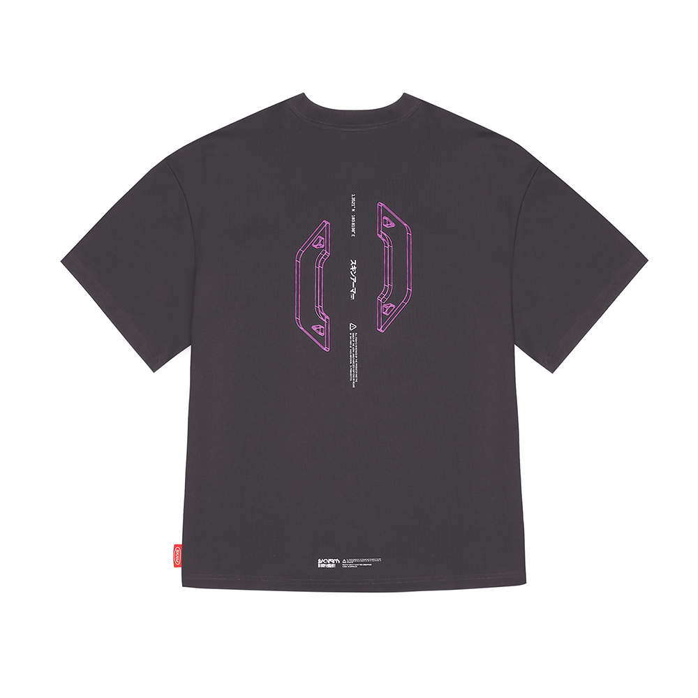 Skinarma Cypher Kısa Kollu Oversize Unisex Bisiklet Yaka Mor Tişört - 1