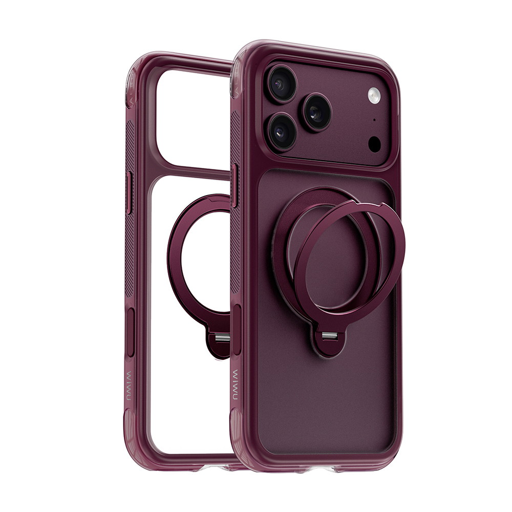 Apple iPhone 17 Pro Max Uyumlu Kılıf Wiwu AS-203 AeroShield Ultra Serisi M-safe Şarj Özellikli Airbag Tasarımlı Standlı Kapak - 1