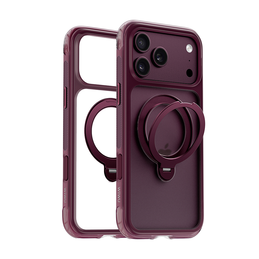 Apple iPhone 17 Pro Uyumlu Kılıf Wiwu AG-203 AeroGuard Ultra Serisi M-safe Şarj Özellikli Airbag Tasarımlı Standlı Kapak - 1