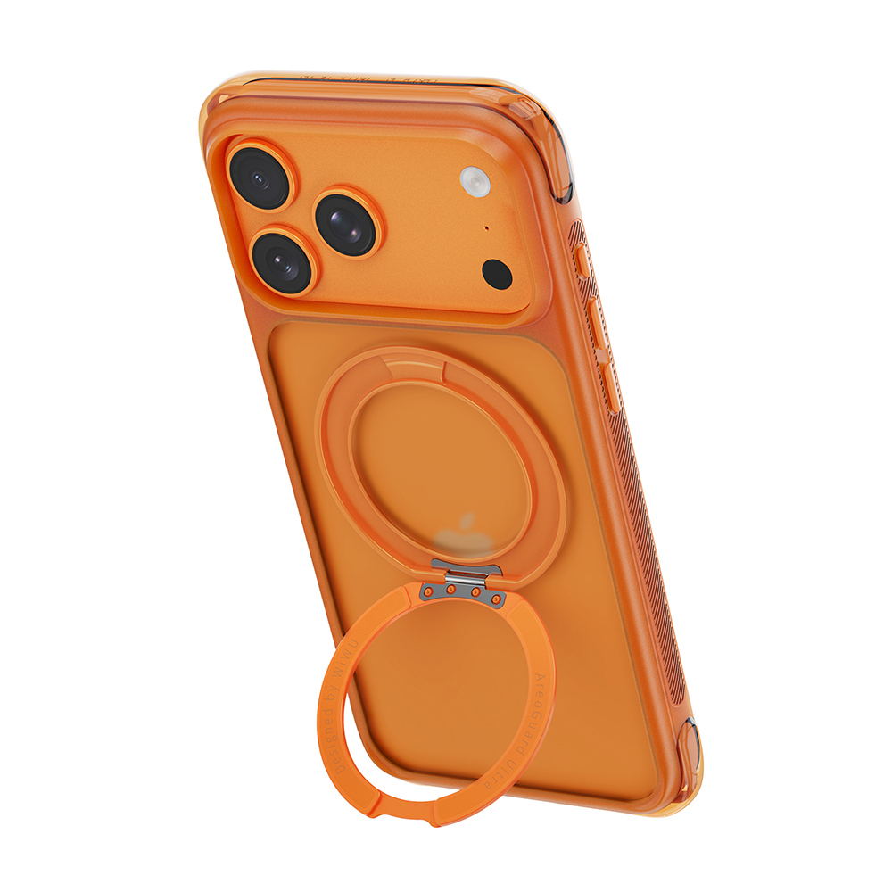 Apple iPhone 17 Pro Uyumlu Kılıf Wiwu AG-203 AeroGuard Ultra Serisi M-safe Şarj Özellikli Airbag Tasarımlı Standlı Kapak - 2