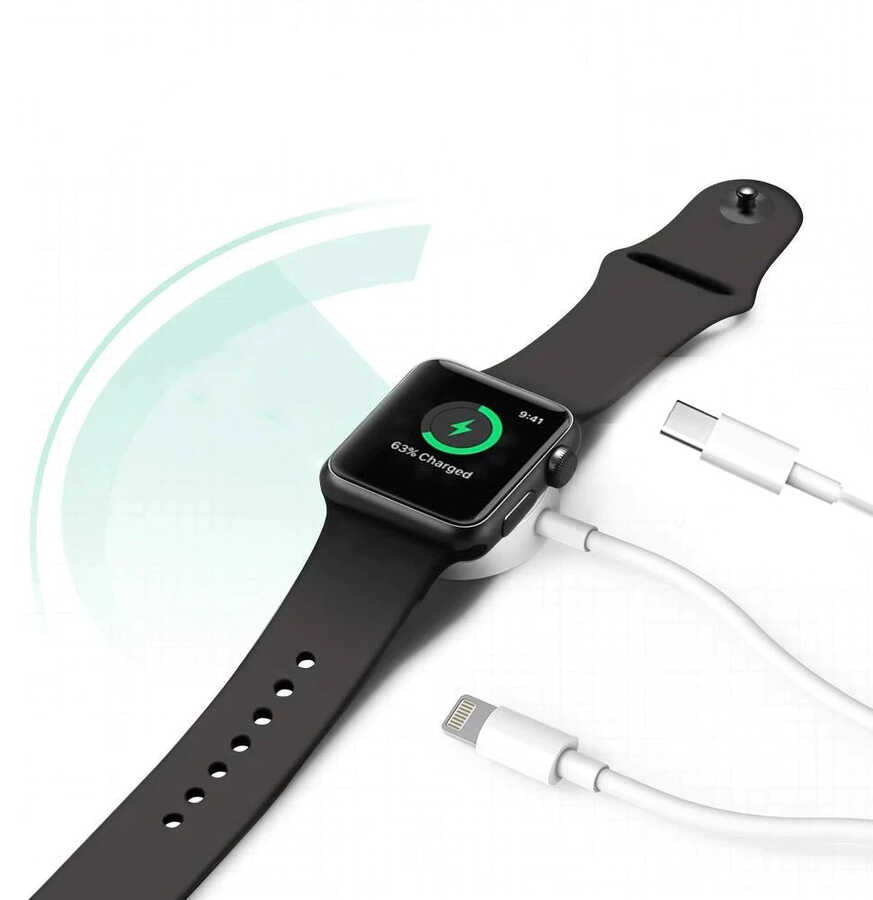 Zore Akıllı Saat 3 in 1 Lightning-Type-C-Wireless USB Şarj Kablosu - 1