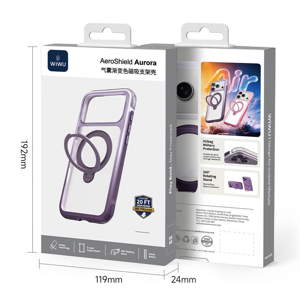 Apple iPhone 17 Pro Max Uyumlu Kılıf Wiwu AS-204 AeroShield Aurora Ultra Serisi M-safe Şarj Özellikli Airbag Tasarımlı Standlı Kapak - 10