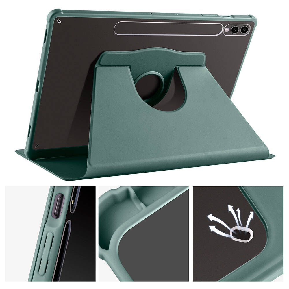 Samsung Galaxy Tab S9 Plus Uyumlu Kılıf Zore Termik Kalem Bölmeli Dönebilen Standlı Kılıf - 26
