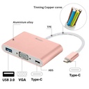 Benks U20 Type-C to 3 in 1 Adaptör (Usb 3.0+VGA+Type-C) - 3
