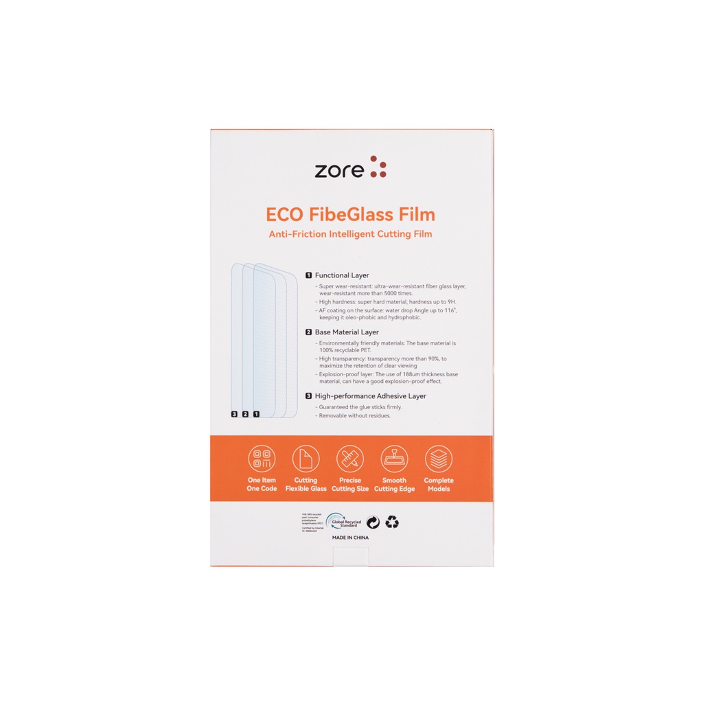 Zore High Wear Resistance 8H Fibe Glass Film 196mm x 125mm 10 Adet - 2