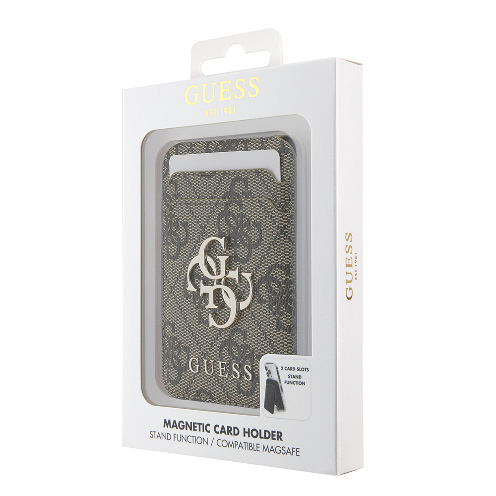 Guess Orjinal Lisanslı PU Deri 4G Desenli Metal Büyük 4G ve Yazı Logolu Standlı Magnetik Kartlık - 4