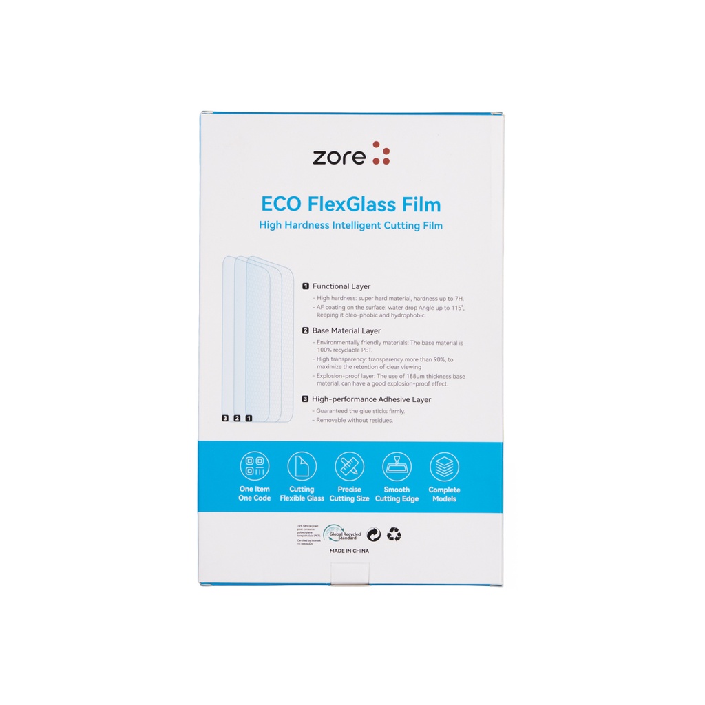Zore High Hardness 7H Flexible Nano Glass Film 196mm x 125mm 10 Adet - 1