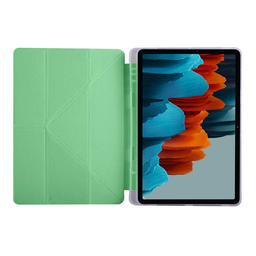 Samsung Galaxy Tab S7 T870 Uyumlu Kılıf Zore Tri Folding Kalem Bölmeli Standlı Kılıf - 2